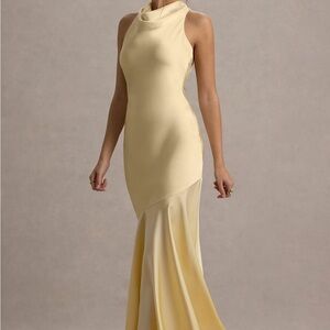 Elegant Butter Yellow Evening Gown, Bridesmaid gown